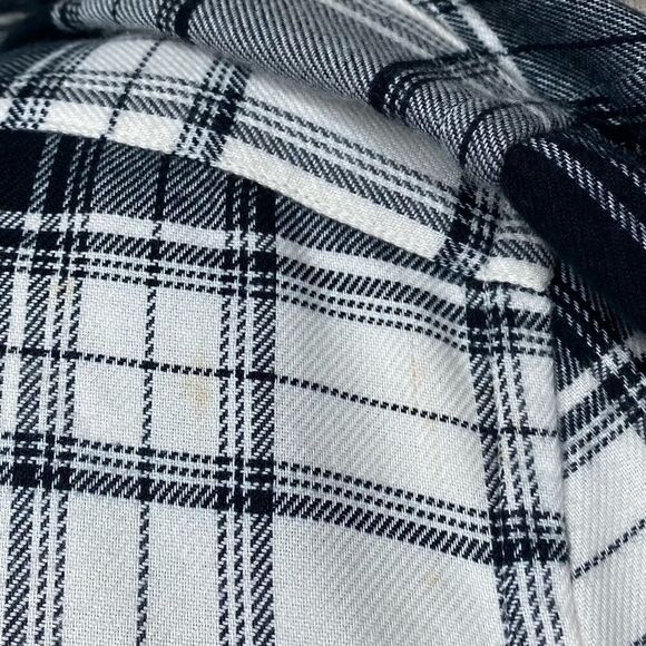 Polo Ralph Lauren Black & White Flannel Embellished Crest Button Up Blouse - Picture 12 of 16